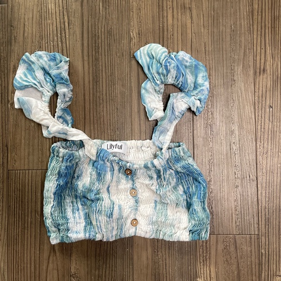 Lillyfull blue summer button crop top - Picture 1 of 2